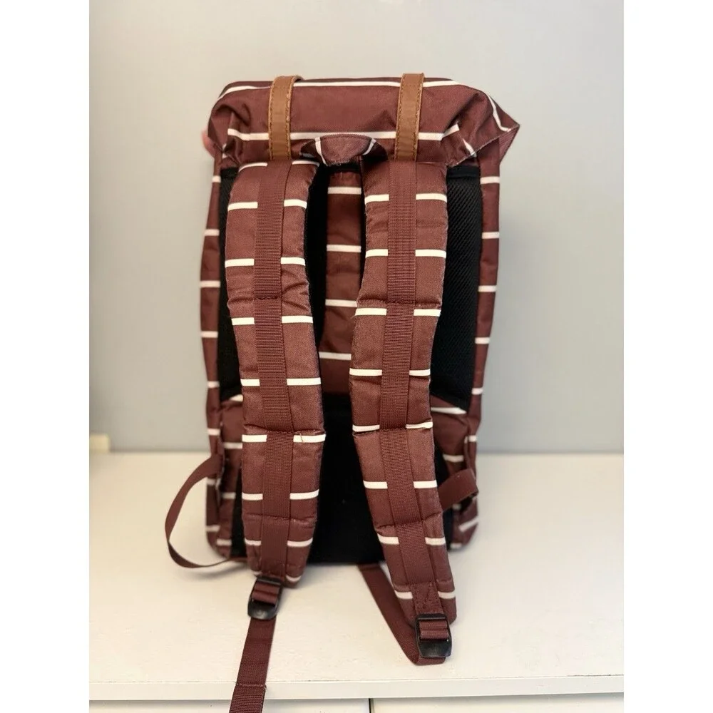 Herschel Supply Co. Little America Backpack Maroon Striped Colorblock 19